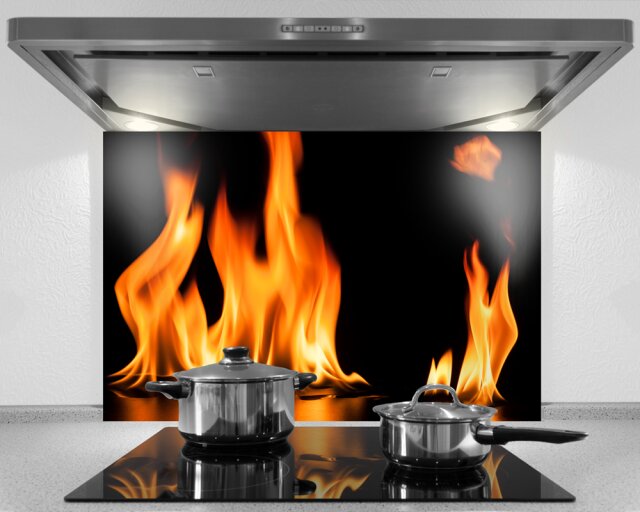 Küchenrückwand Fire, Acryl- oder Echtglas