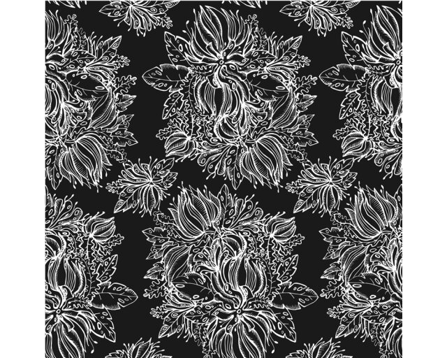 Fliesenaufkleber "Floral 1" schwarz, Set 10 Stück