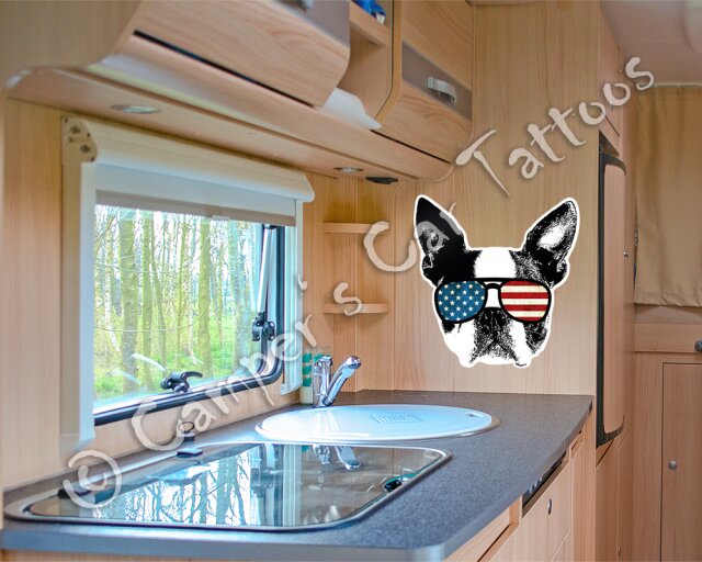 Campers Car Tattoo "Boston Terrier USA", 2...