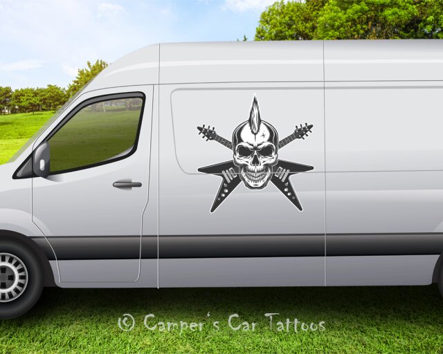 Campers Car Tattoo "Rockstar Skull", 2 Stück