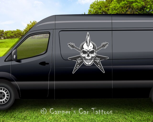 Campers Car Tattoo Rockstar Skull, 2 Stück
