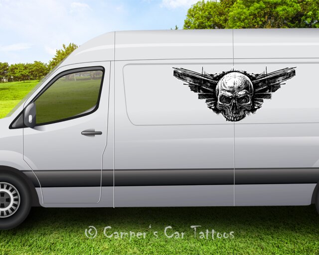 Campers Car Tattoo Skull Wings, 2 Stück