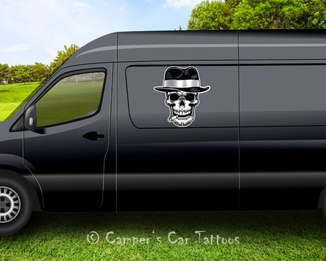 Campers Car Tattoo "Smoking Skull", 2 Stück
