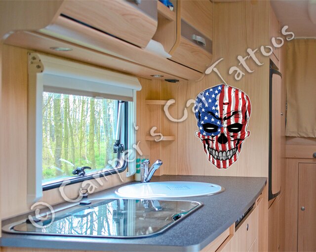 Campers Car Tattoo "USA Skull", 2 Stück