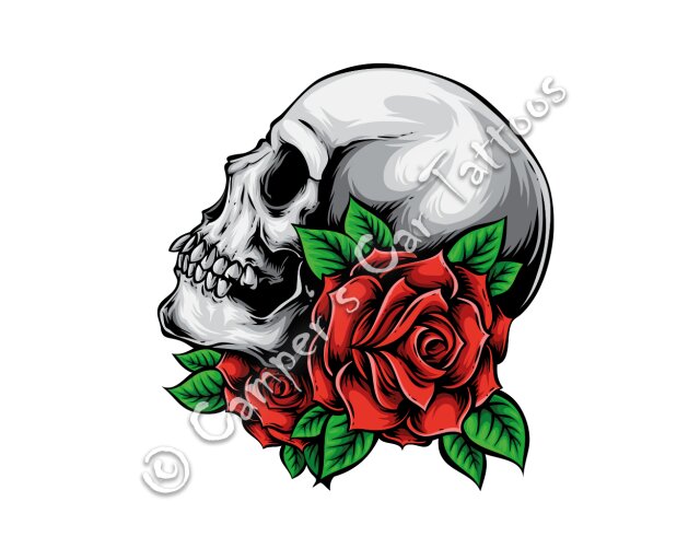 Campers Car Tattoo "Rose Skull", 2 Stück