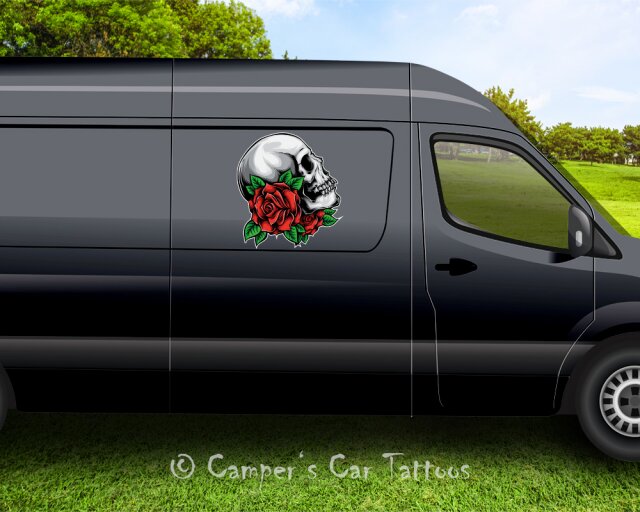 Campers Car Tattoo Rose Skull, 2 Stück