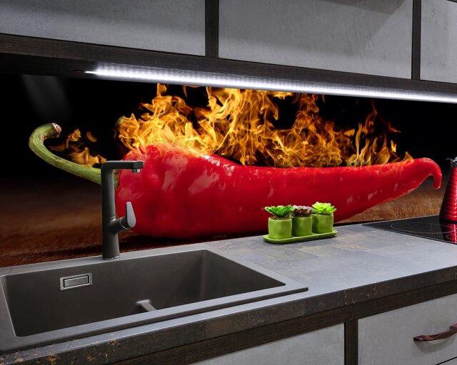 Küchenrückwand Hot Chilli, Acryl- oder Echtglas