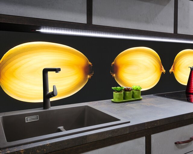 Küchenrückwand "Zwiebel", Acryl- oder Echtglas