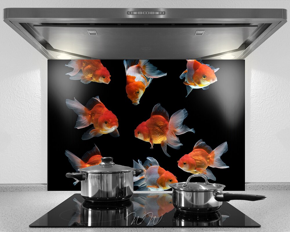Küchenrückwand Goldfische, Acryl- oder Echtglas