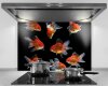 Küchenrückwand "Goldfische", Acryl- oder Echtglas