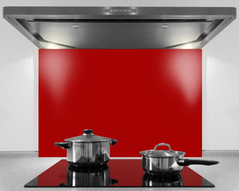 Küchenrückwand aus Glas, einfarbig hochglanz rot