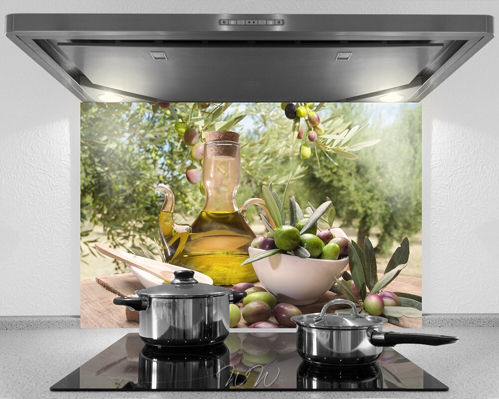 Küchenrückwand Olivenöl, Acryl- oder Echtglas